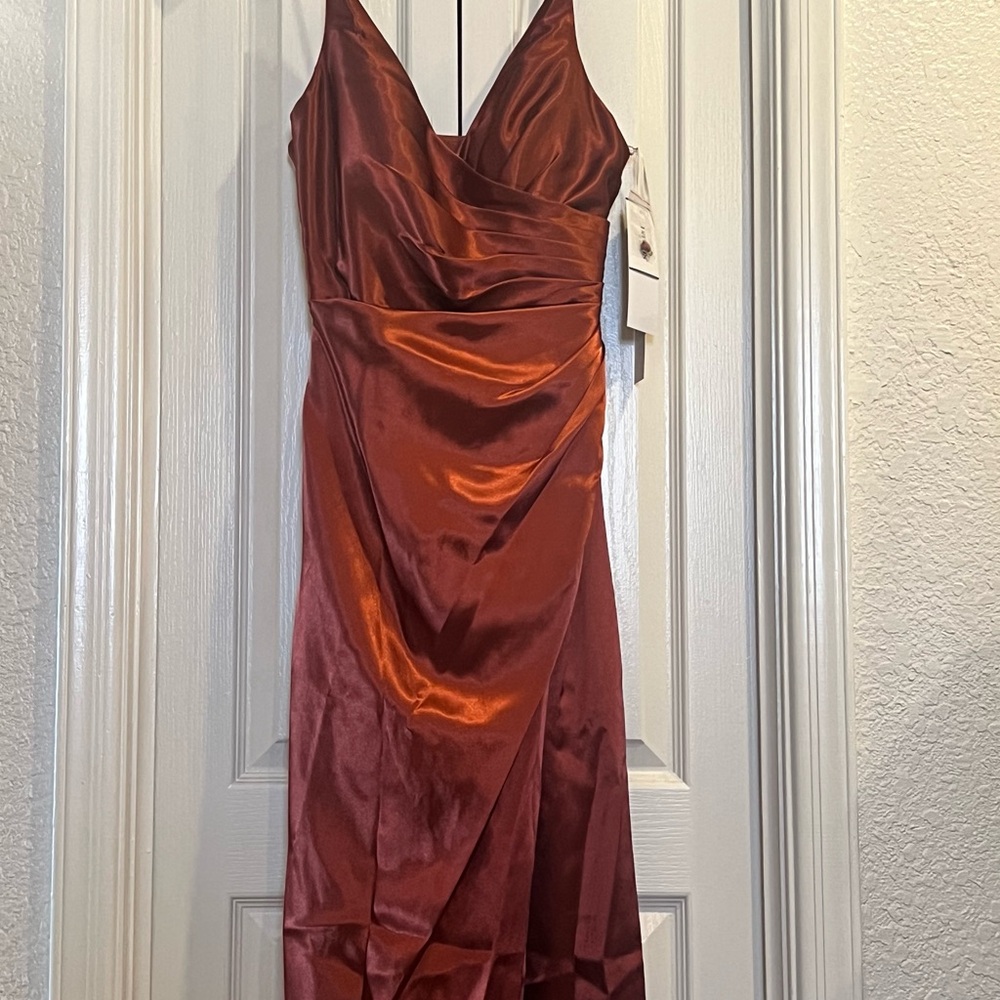 Elegant Cinnamon Satin Dress